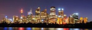 Sydney City Late Night Skyline